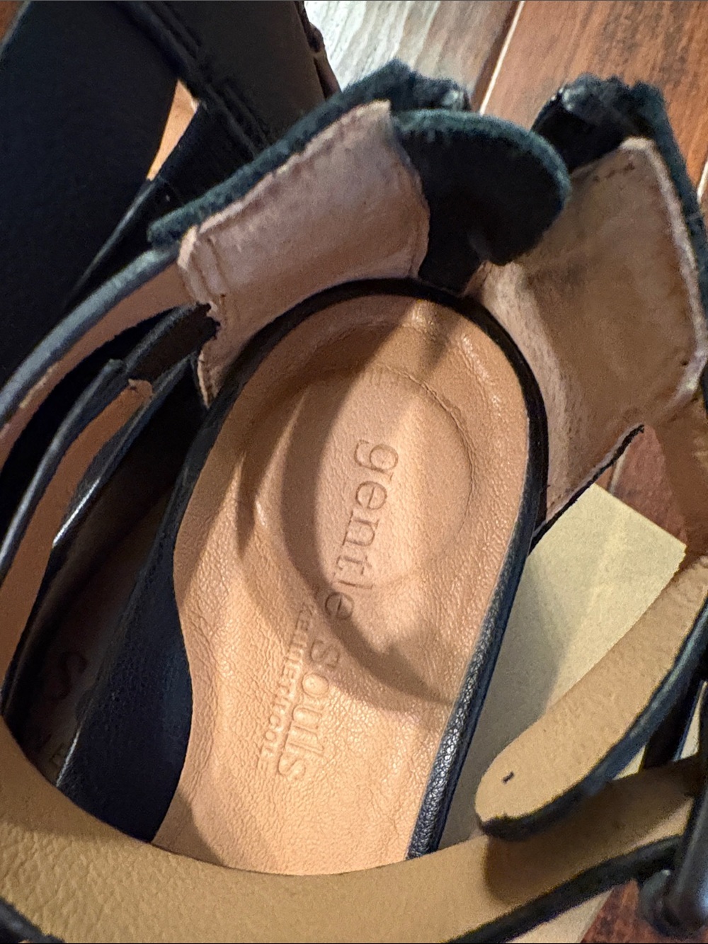 gentle souls Black Cross-Strap Ankle Sandals - Picture 5 of 6